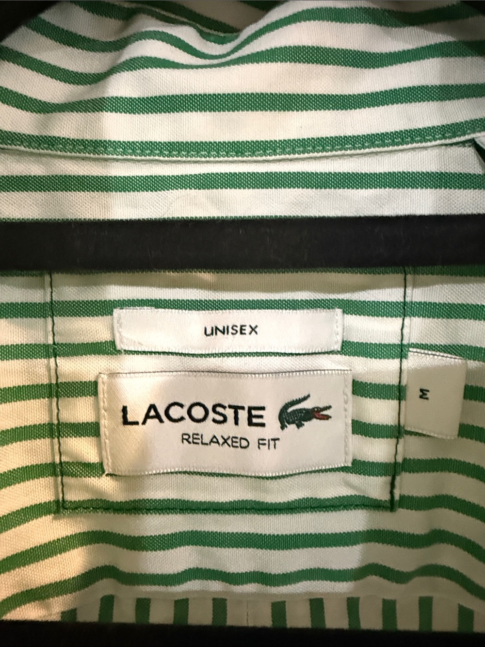 Lacoste Green & White Vertical Stripe Button-Up Shirt - Picture 2 of 4